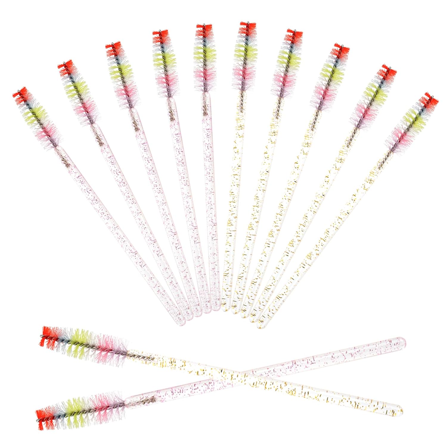 100 Pieces Disposable Crystal Spoolies Mascara Wand Lash Wand Applicatores Eyelash Brushes for Eyebrow Eyelash Extension（Mixed 2 color)