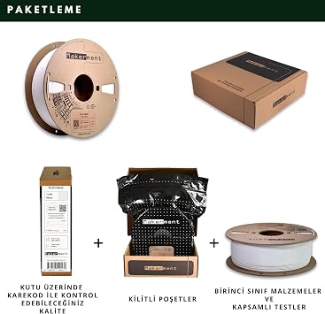 PLA Maker (Trafik Beyaz), 1.75mm 1kg 3D Yazıcı PLA Filamenti | RAL 9016, tutarlı renk ve karekodla doğrulanan çap garantisi