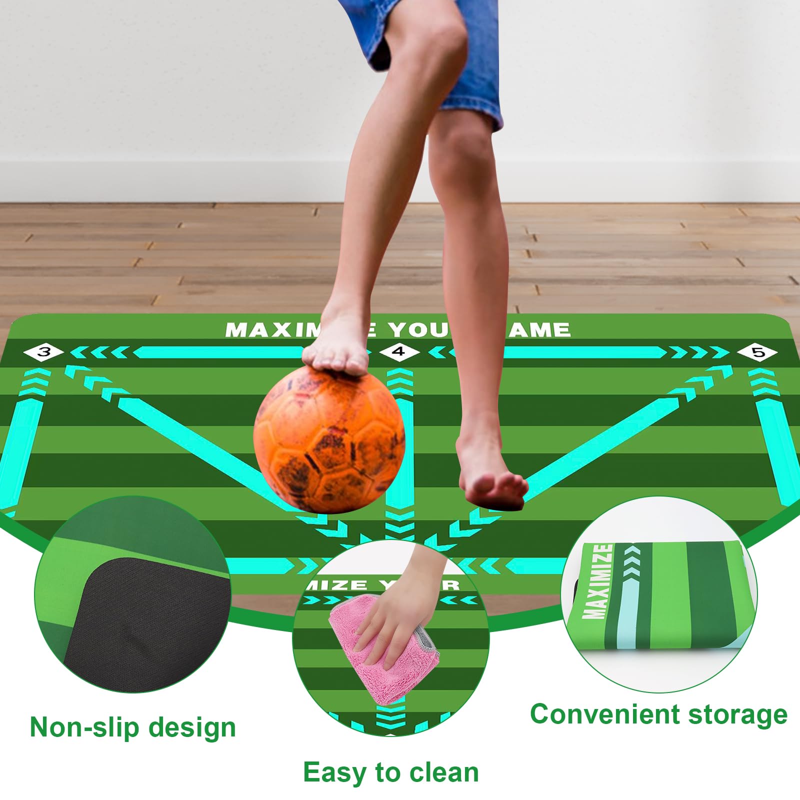 Tappetino Allenamento Calcio 90x60 Cm - Ammortizzante, Per Bambini/Adulti, Migliora Controllo Palla - Foto 6