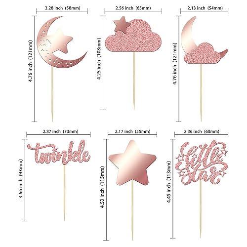 Miniatura 8 de Gyufise 24 piezas de decoración de cupcakes con estrella pequeña con luna y purpurina para cupcakes para baby shower, niños, fiesta de cumpleaños,