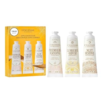 LOccitane Glow & Go Hand Cream Trio, Holiday Beauty Gift Set, Peony, Lemon & Vanilla, Hydrates & Softens Dry Skin, Travel-Sized Moisturizing Minis
