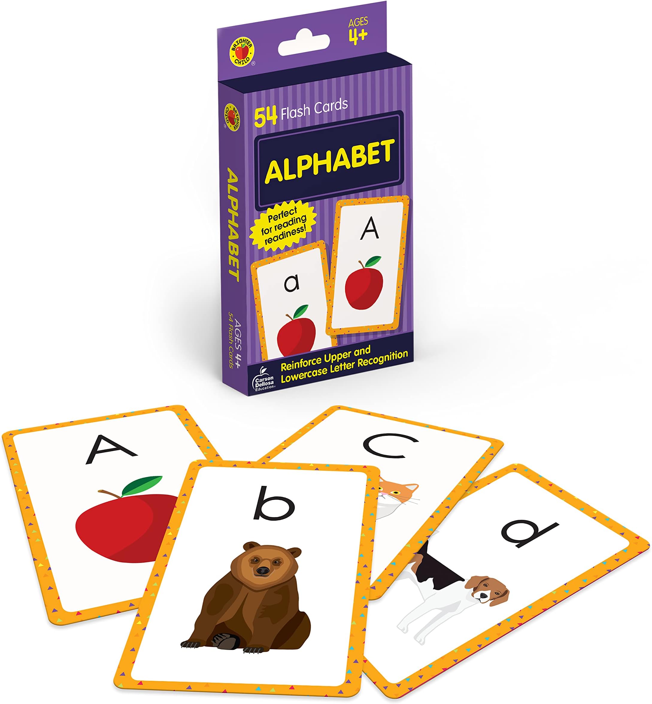 Carson Dellosa 54 Alphabet Flash Cards, abc Letter Recognition Flashcards for Toddlers 3-5 Years, Preschool and Kindergarten Learning Activities and Phonics Games