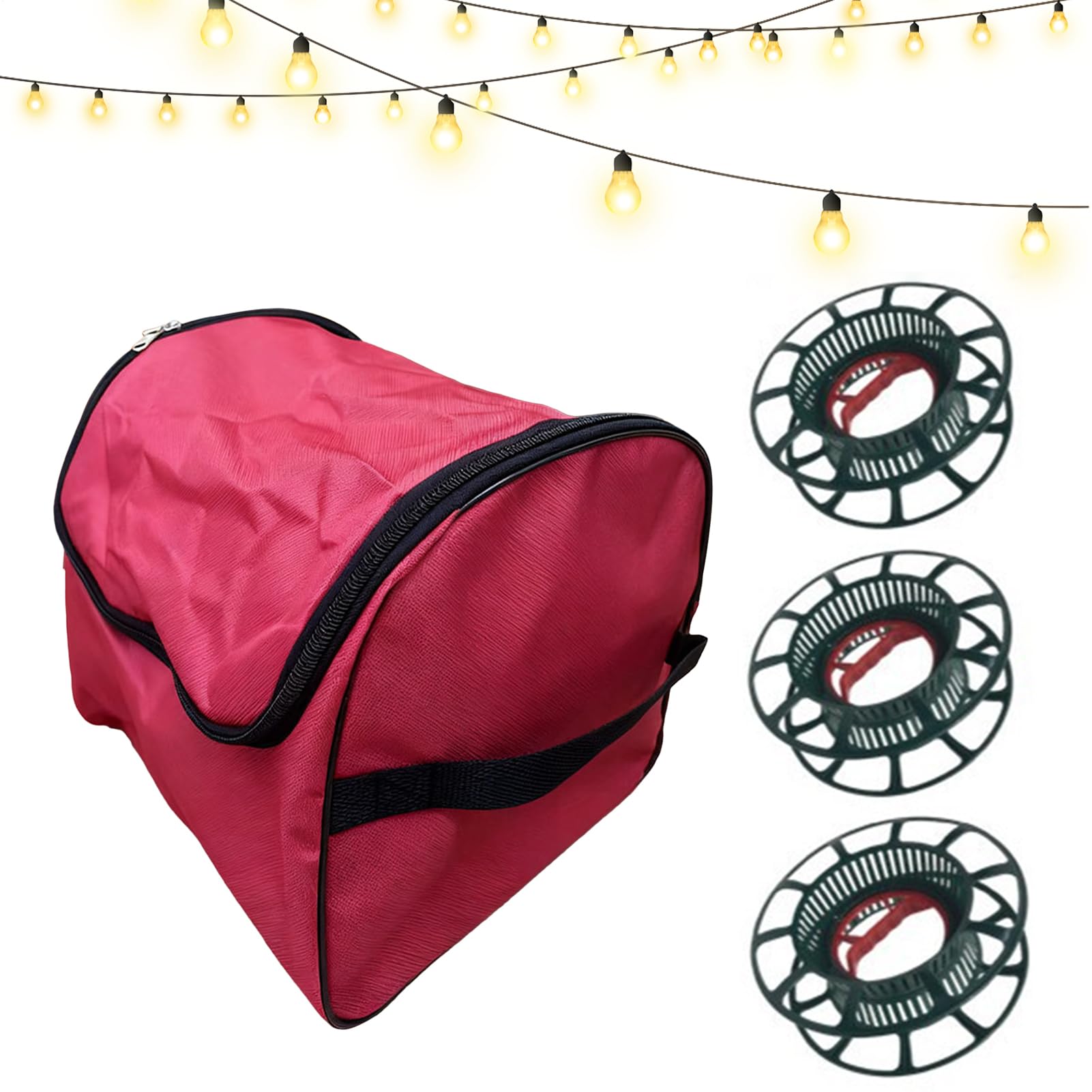 Rangement de lumières de chaîne avec 3 bobines pour organisation de Noël