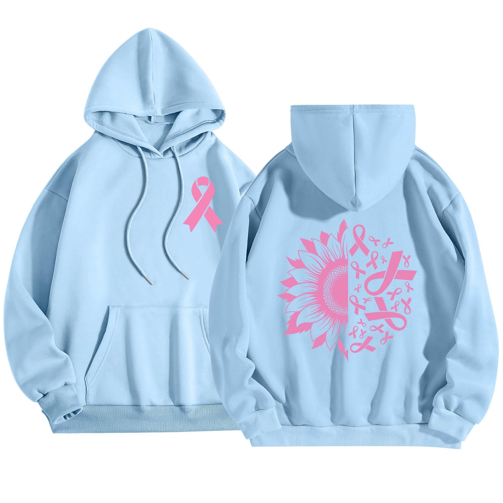 Sweat manches longues imprimé lettres bleu ciel ample automne hiver