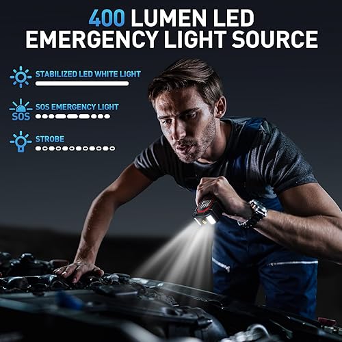 Miniatura 5 de Arrancador con compresor de aire, batería de coche de 3000 A (gasolina 9.06.5L diesel) con inflador digital de neumáticos de 150 PSI portátil,