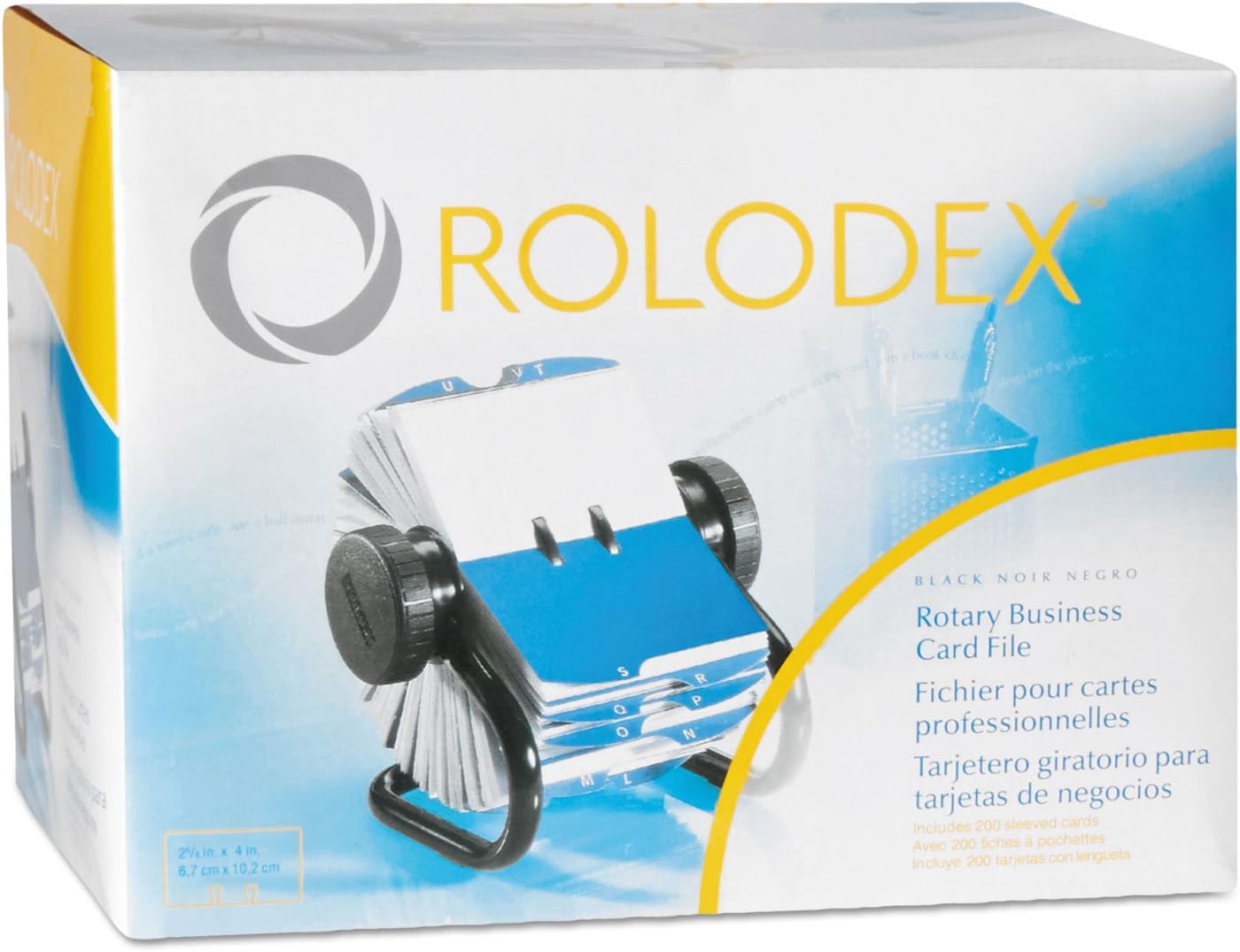 Rolodex 67236 Open Rotary Business Card File w/24 Guides Black