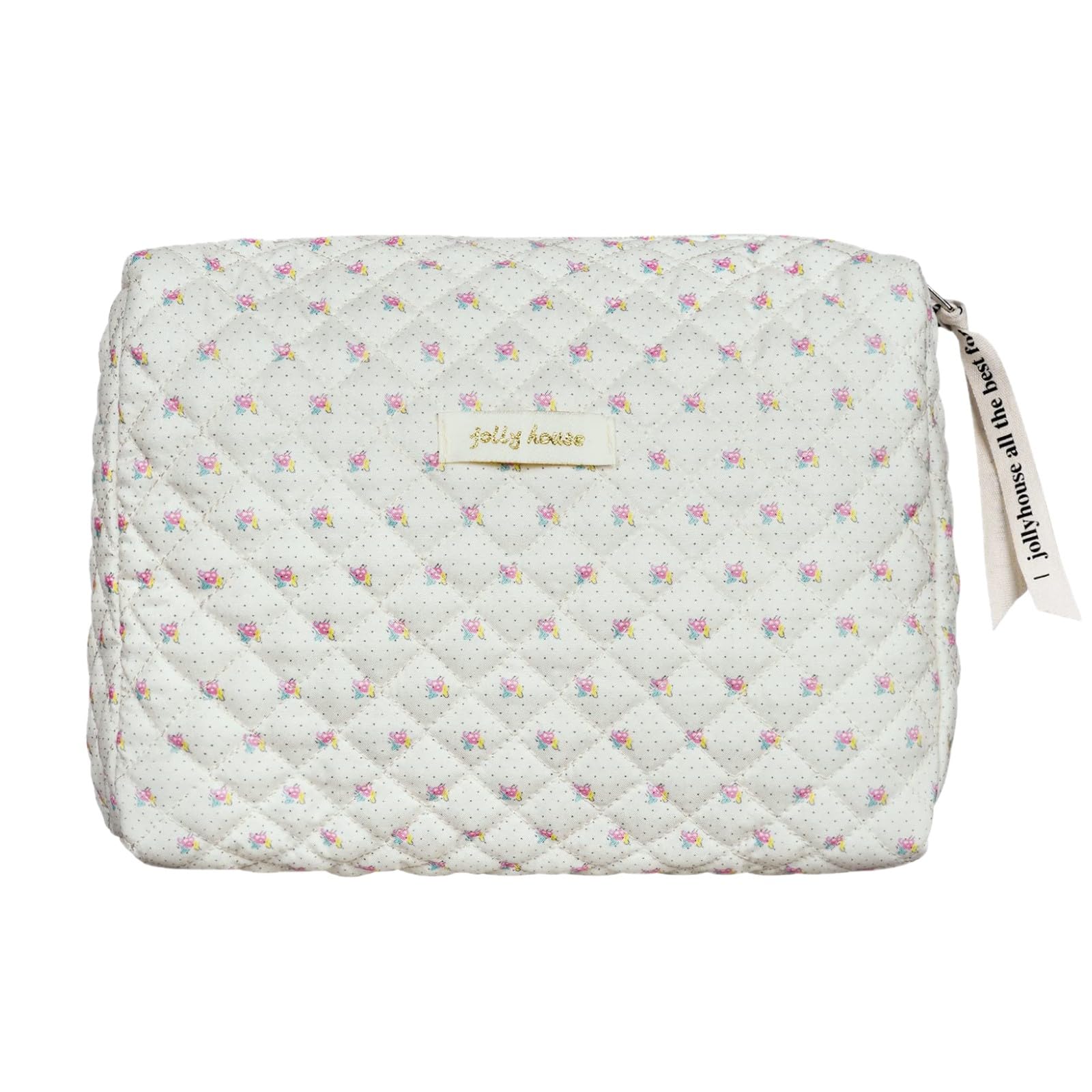 Aucuu Bolsa de cosméticos de Viaje, Bolsa de Maquillaje para Mujer, Bolsa de Aseo Acolchada para Mujer, Bolsa de cosméticos de Gran Capacidad, Bolsa de Maquillaje de algodón con Estampado Floral para