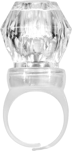 Miniatura 8 de Paquete de 60 anillos brillantes  Anillos de diamante con luz LED que brillan en la oscuridad  Paquete de fiesta de cumpleaños