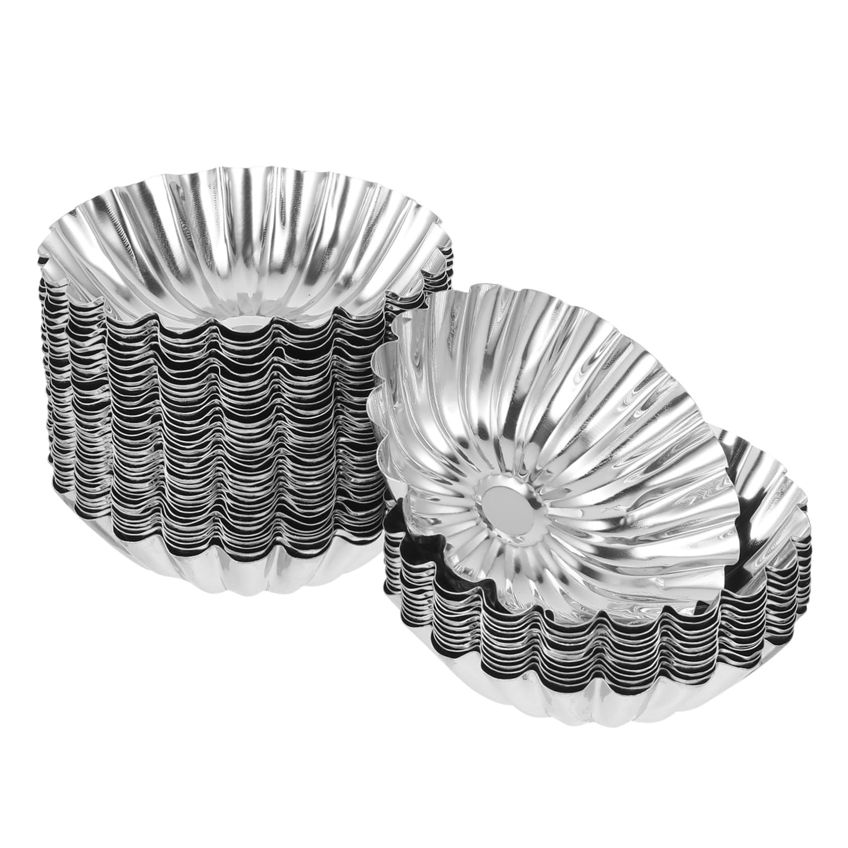 ULTECHNOVO 50 piezas Moldes de Tartaletas de Huevo de Acero Inoxidable Molde para Hornear Pudding y Postres Antiadherente Resistente y Fácil de Desmoldar para Repostería DIY