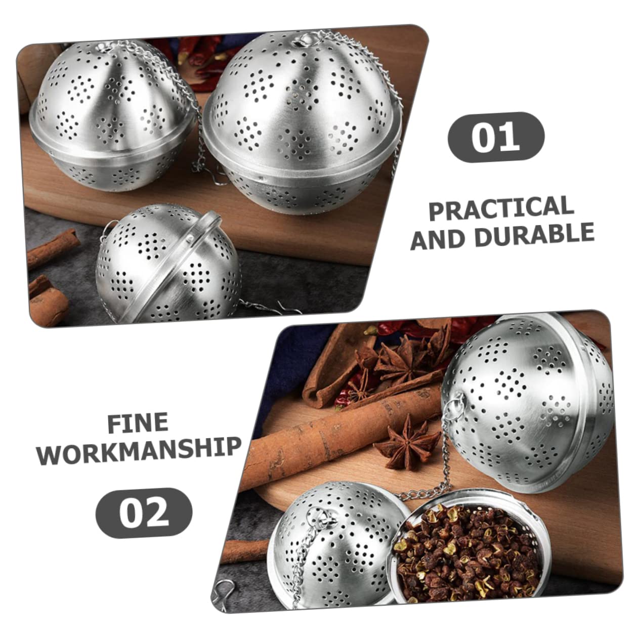 FUNOMOCYA Big Tea Infuser Strainer Balls Large Diameter Tea Filter Spices Seasonings