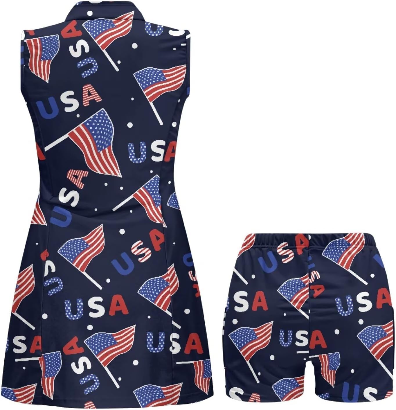 Biyejit Women's Tennis Golf Dresses Zip Up Workout Athletic Sleeveless Dress with Shorts and Pocket Pickleball Outfits