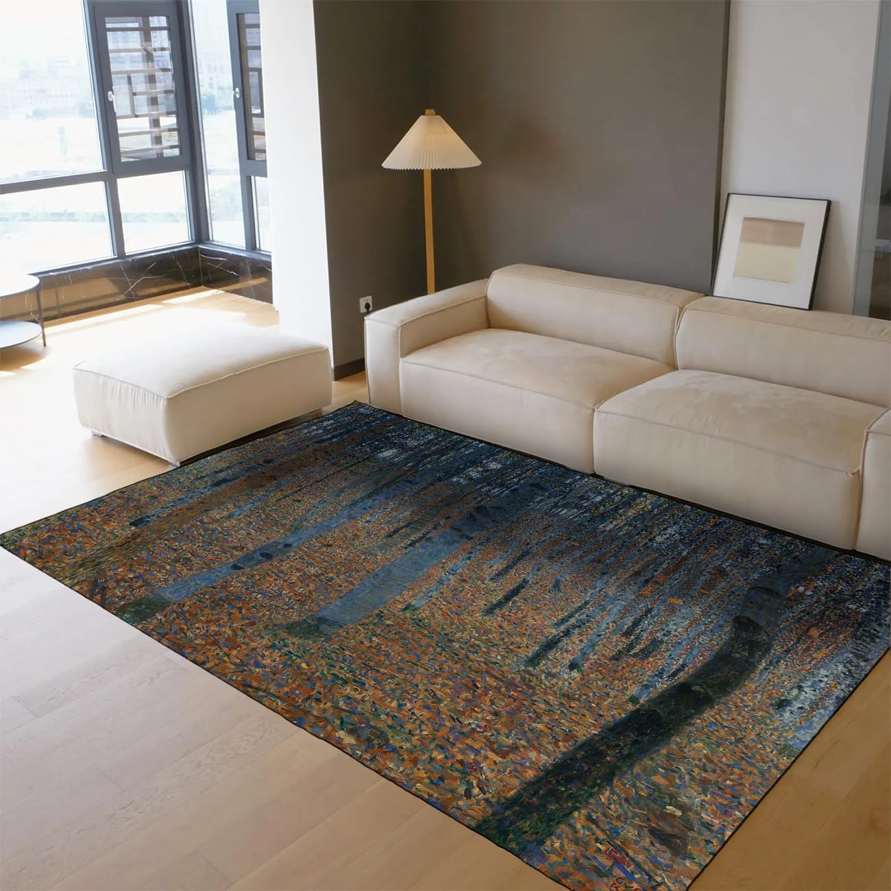 Dywan z lasem bukowym 140 x 200 cm vintage symbolika jesienne dywany leśne