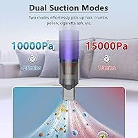 Vista 2 de Mini aspiradora, portátil, dos velocidades ajustables, carga USB, motor sin escobillas de 120 W, potente succión de 15 KPa, para el hogar, oficina