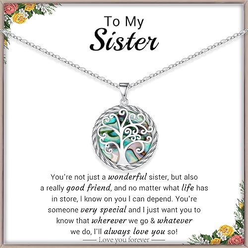 Christmas Gifts for Women Tree of Life Necklace for Women Birthday Gifts for Her Stocking Stuffers Pendant Necklace with Shell Tree Mothers Day Gift for Mom Grandma Wife Daughter Anniversary Christmas Jewelry