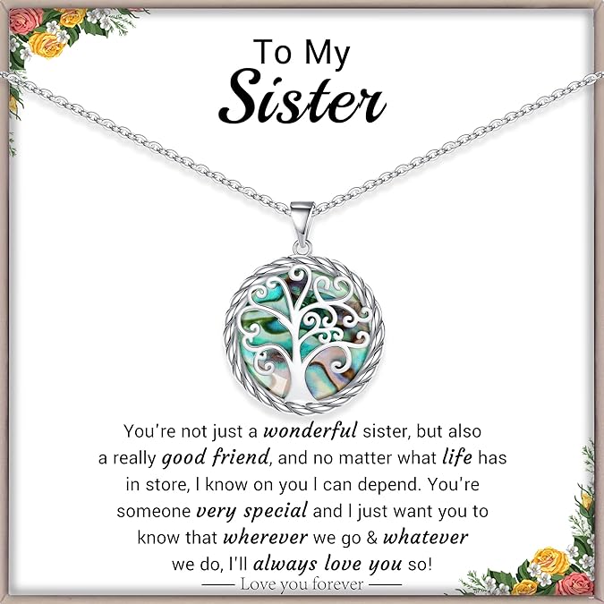 Christmas Gifts for Women Tree of Life Necklace for Women Birthday Gifts for Her Stocking Stuffers Pendant Necklace with Shell Tree Mothers Day Gift for Mom Grandma Wife Daughter Anniversary Christmas Jewelry