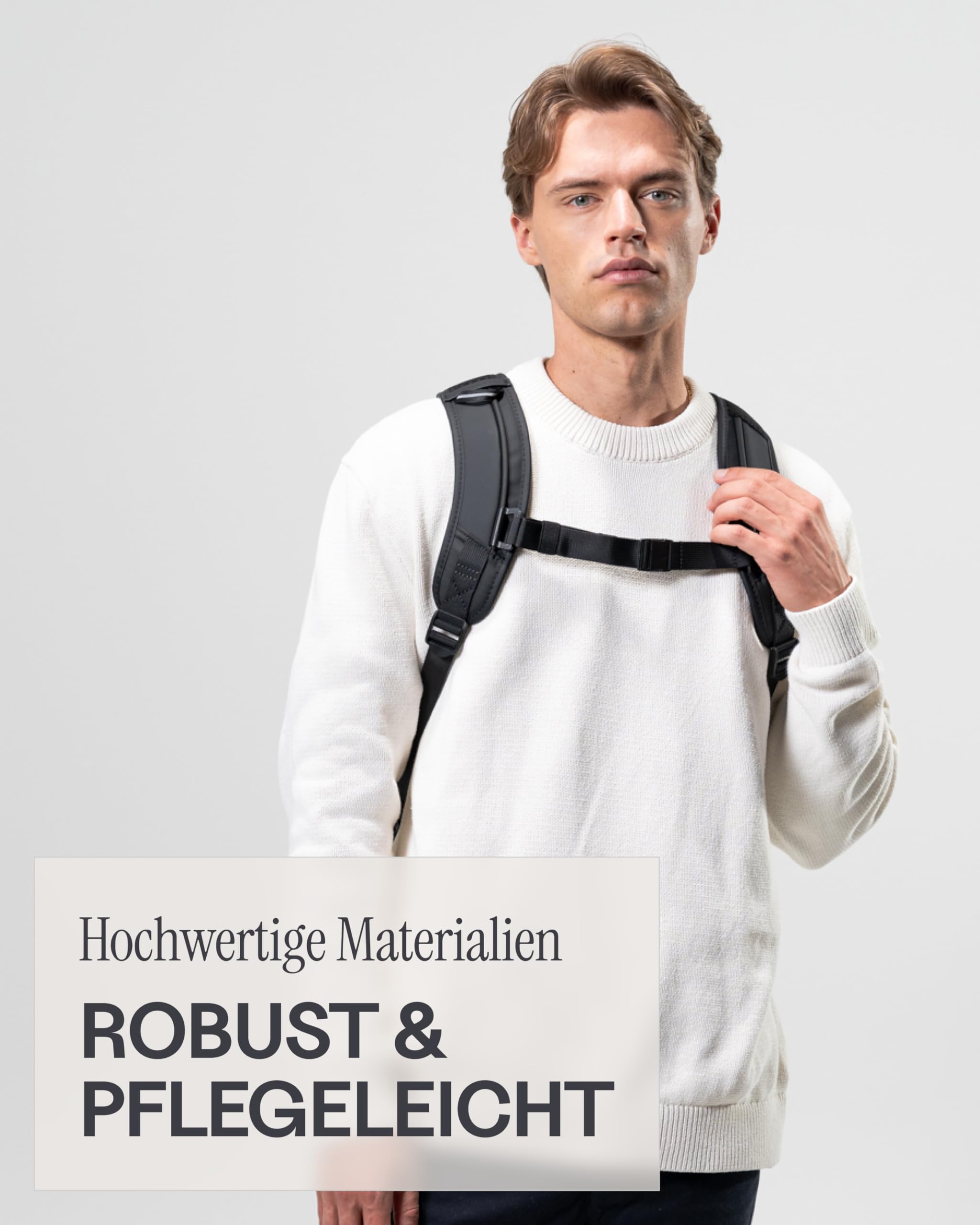 Kapten & Son Rucksack Oslo All Black 18L | Rucksack Herren Schwarz | 16 Zoll Laptopfach, Handgepäck-Größe & Kofferbefestigung | Ergonomisch & Wasserabweisend mit Schlüsselkarabiner