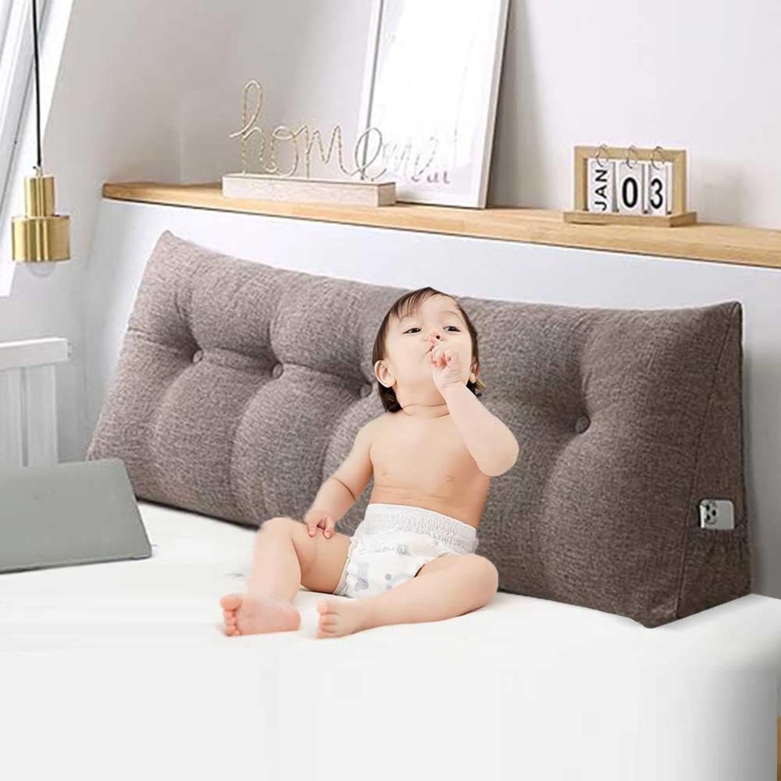 Almohada grande de apoyo de espalda para sofá y cama, cojín de lectura de cuña para cabecero, piernas y rodillas, almohada cómoda para silla de oficina y coche, relleno, 80 x 20 x 50 cm