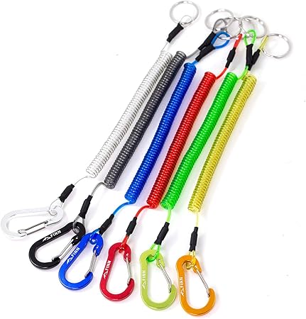 4er Set Spiralkabel Mit Karabinern - Elastische Schlüsselbänder Für Outdoor Und Haushalt