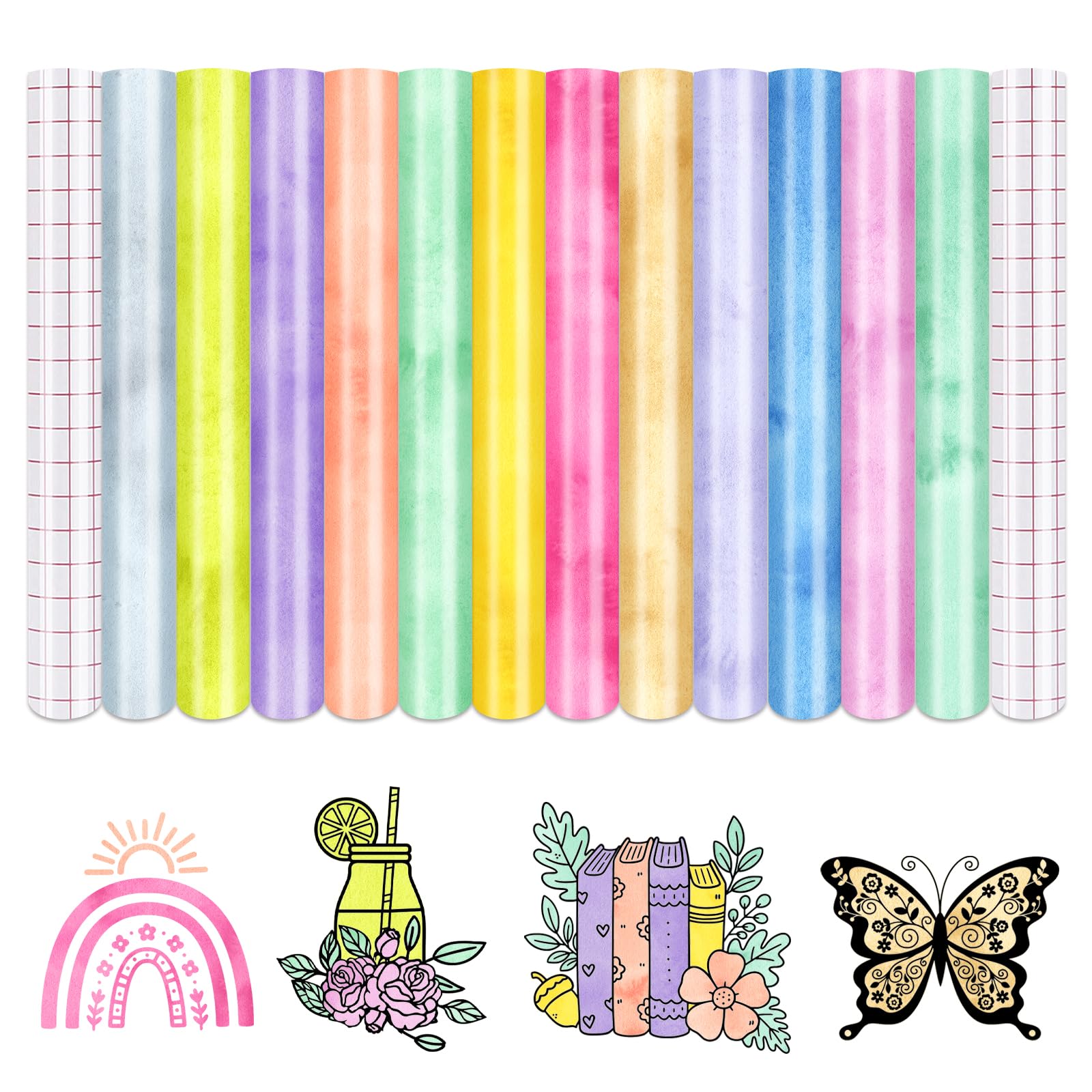 HTVSTD Boho Texture Permanent Vinyl 12pcs10*12in Self Adhesive Vinyl