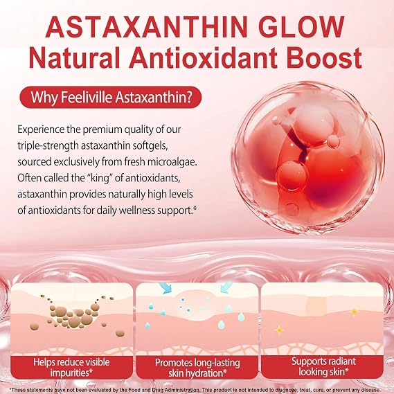 Astaxanthin 12mg, Premium Astaxanthin Supplements with Antioxidant Activity, Supports Eye, Joint, Immune, Skin Health, Internal Circulation, Non-GMO & No Gluten 240 Softgels