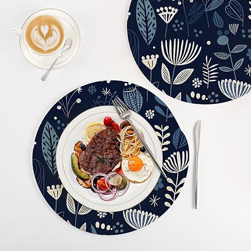 Miniatura 4 de 3 Pcs Trivet Table Runner Blue Theme Plants Black Pattern for Hot Dishes 15in Cotton Thread Weave Heat Resistant Hot Pads for Teapot Camper Must