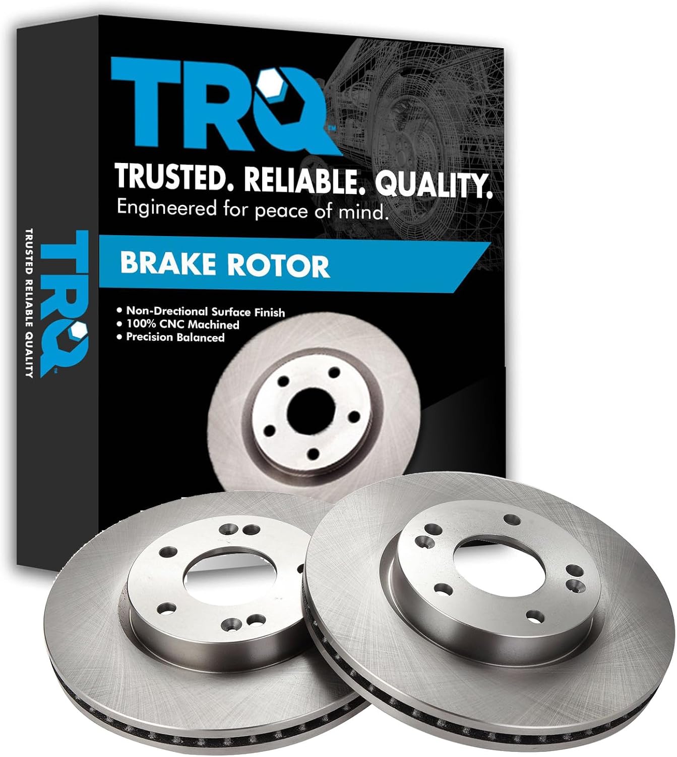 TRQ Front Brake Rotors Set Vented Compatible with 2003-2008 Tiburon 2005-2012 Tucson 2012-2013 Soul 2005-2011 Sportage
