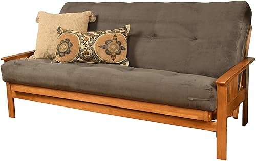 Miniatura 10 de Kodiak Furniture Monterey Marco de Futón con Acabado Butternut, Full, Solo marco de nuez,Oregon Trail Java,Sillín Oregon Trail,(Suede