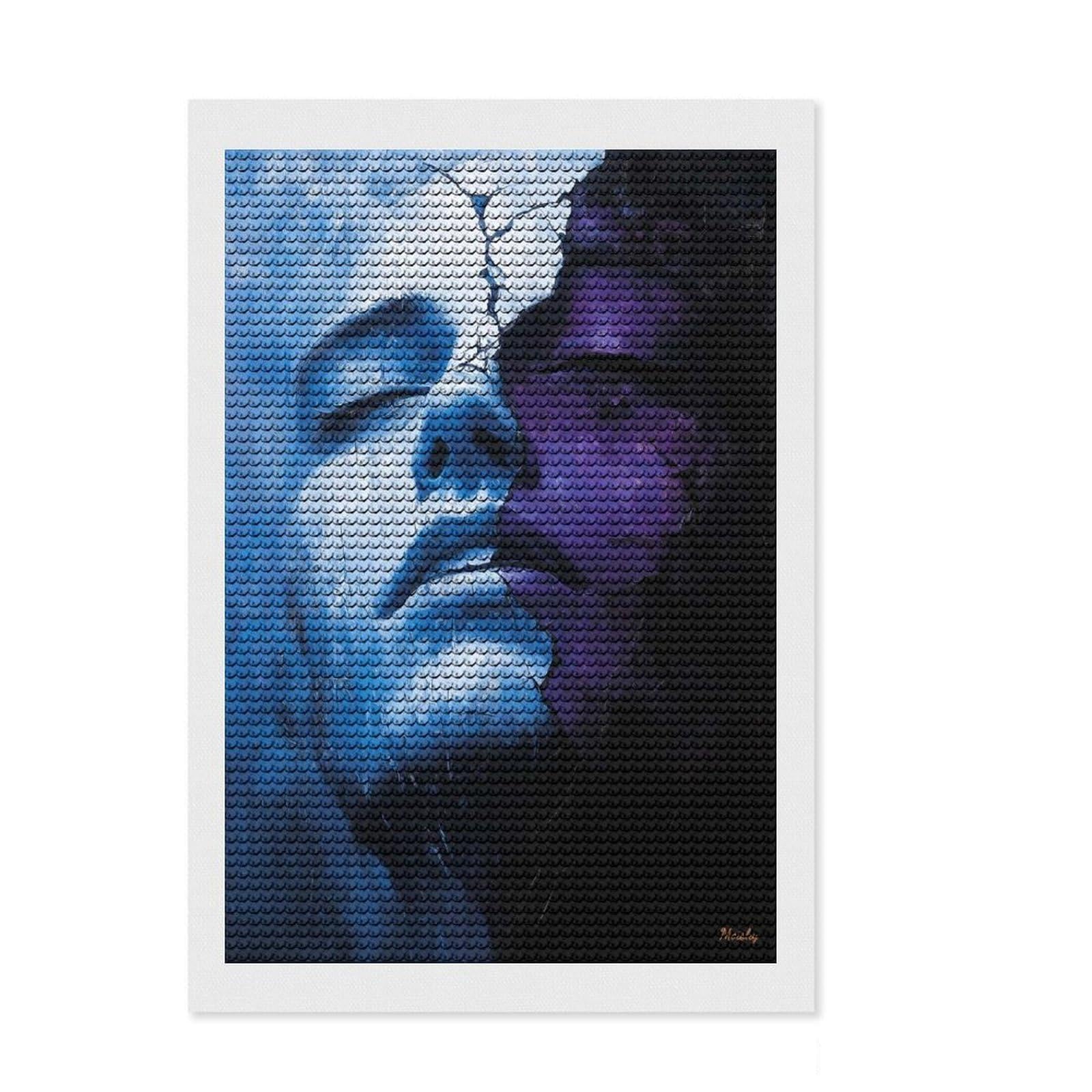 Junmoney Fractured Duality – Surreal Portrait of Light and Shadow Diamond Art Canvas 8"x12", Relaxing DIY Hobby, Satisfying Creative Project, Farmhouse Decor, for Women