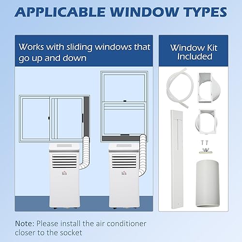 Miniatura 9 de HOMCOM - Aire acondicionado portátil de 7000 BTU para refrigeración, deshumidificación y ventilación, con control remoto, color blanco