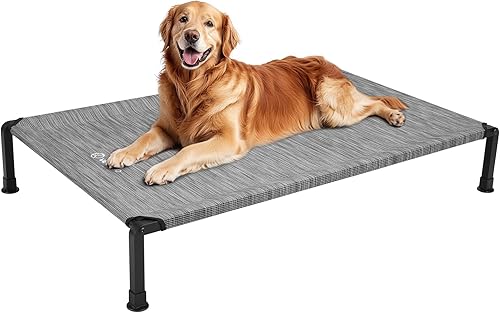 Miniatura 8 de Veehoo Cama elevada resistente para perros, cama elevada con malla Teslin lavable y transpirable, pies de silicona antideslizantes, cuna refrescante