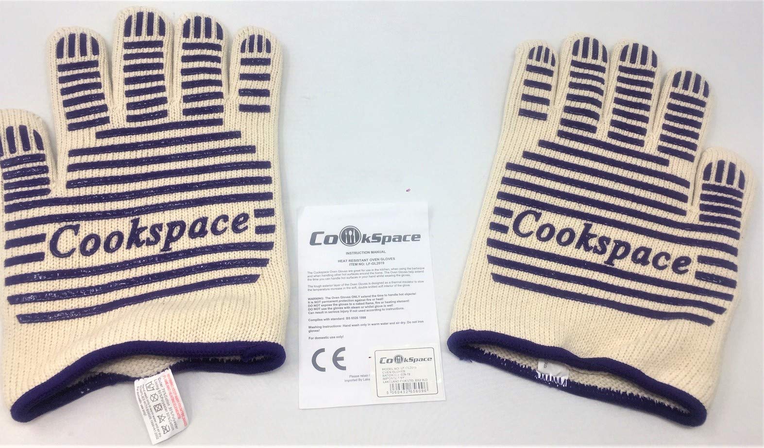 CookSpace (TM) Pair of Silicone Heat Flame Fire Resistant Oven Gloves