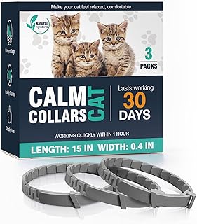 3 Packs Calming Collar for Cats, Pheromone Calm Collar Long-Lasting 30 Days Efficient Relieve Anxiety Stress Help Relaxing Comfortable Cat Calming Collars for Kittens Adjustable Breakaway Design Gray