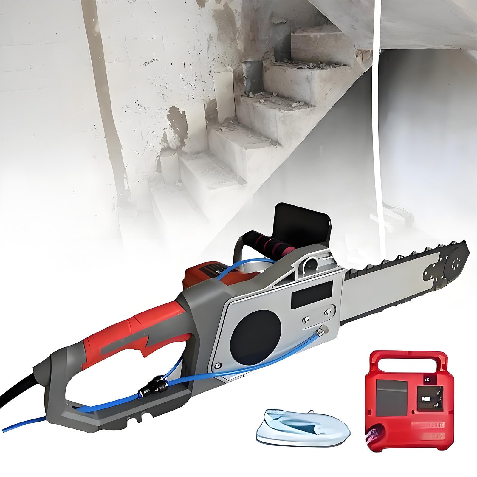 Sierra eléctrica para hormigón, Equipo Industrial para Cortar hormigón, cortadora de muros con Dispositivo hidráulico de supresión de Polvo para Ladrillos, Profundidad de Corte de 48 cm