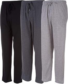 Men's Lounge Pants- Soft Cotton Jersey Knit Lounge Bottoms, Mens Pajama Pants With 2 Deep Side Pockets, 3-Pack