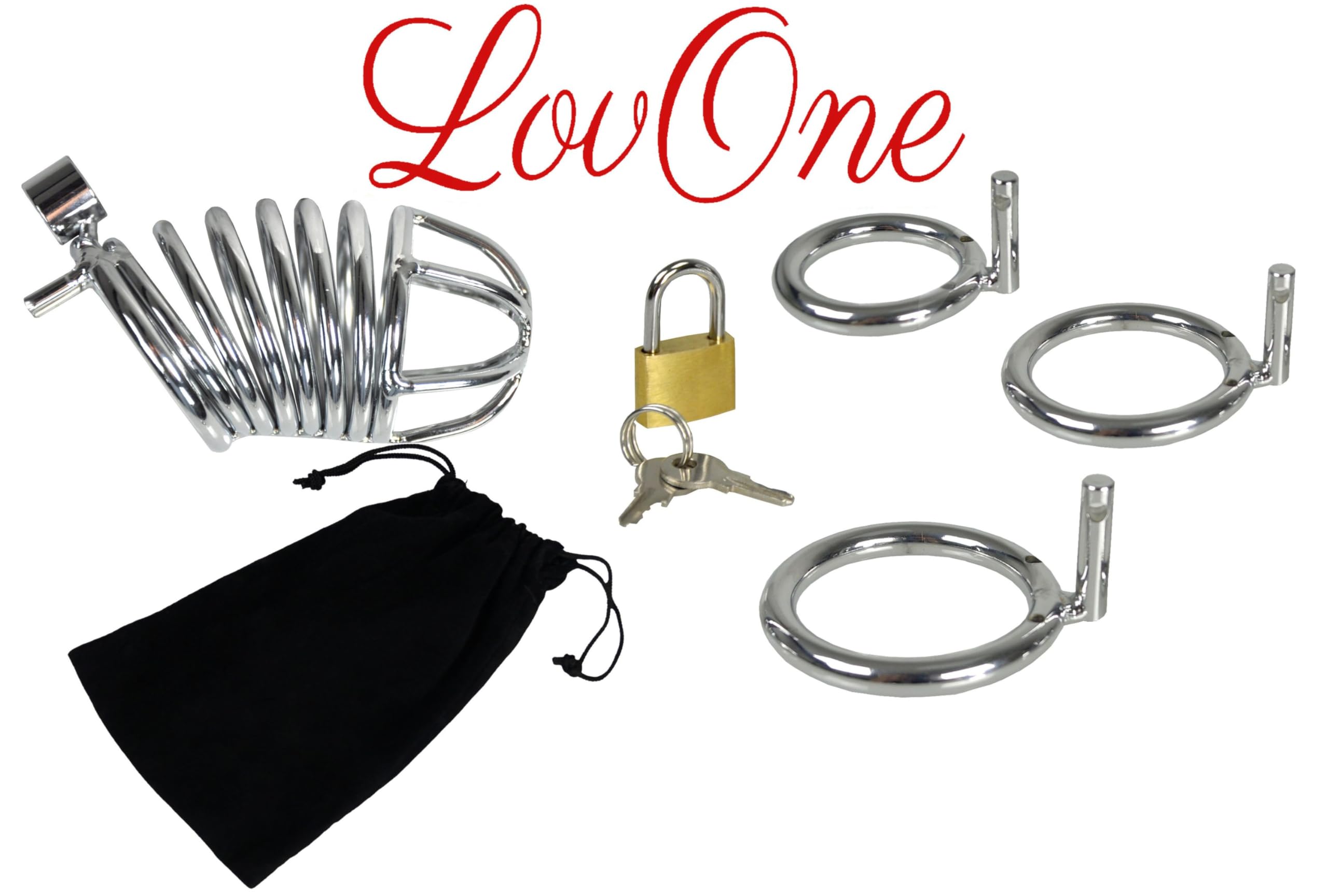 Jaula de Pene Cinturón de Castidad de Metal Grande con 3 Anillos De Gallo Jaula de Castidad Bondage Fetiche Juguetes Sexuales Para Hombres