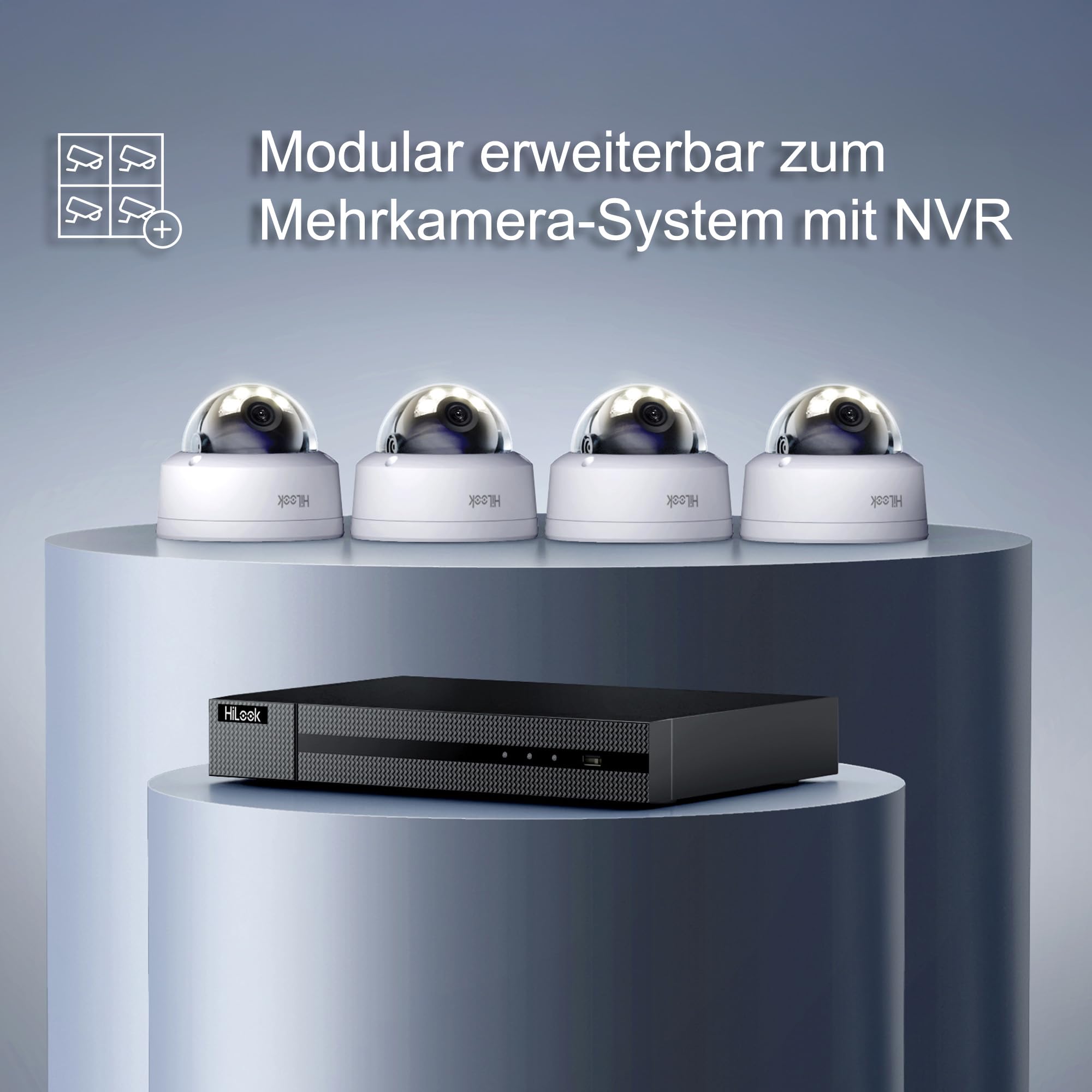 HiLook PoE IP Überwachungskamera aussen 4K 8MP ohne WLAN Nachtsicht IP67 | Livebild per App, Personen-/Fahrzeugerkennung, NVR-Einbindung und wetterfestes Gehäuse im Außenbereich