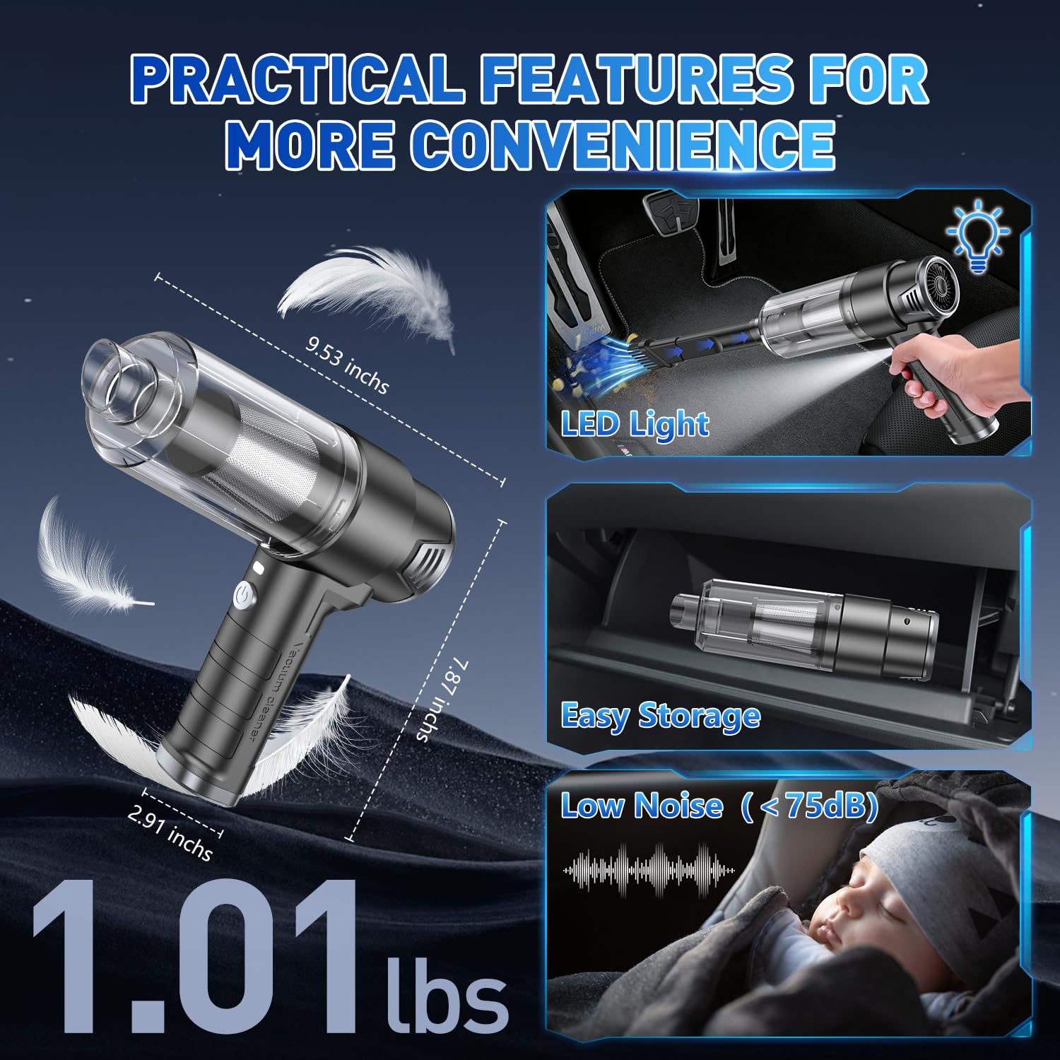 KMM Handheld Car Vacuum Cleaner, 10000PA Hand Held Vacuum & Air Duster view 7