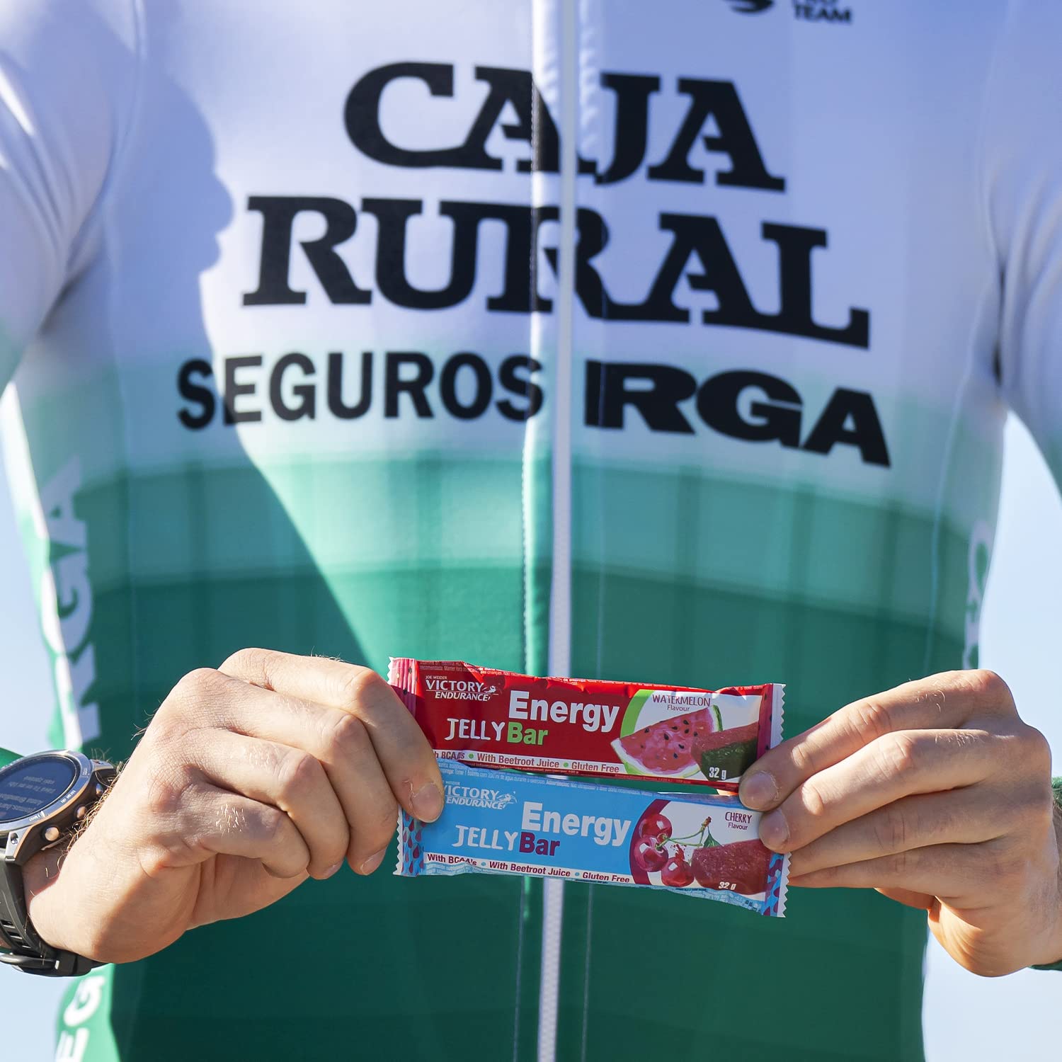 VICTORY ENDURANCE Energy Jelly Bar Sandía; 32g x 24 barritas Aportan vitaminas, minerales y zumo de remolacha; Sin Gluten