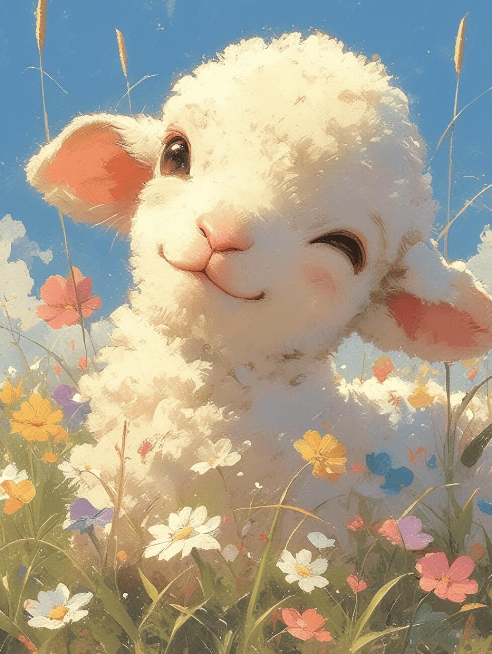 AxiangziK DIY Stamped Cross Stitch Kit Fantasy Sheep 11CT 40x50cm