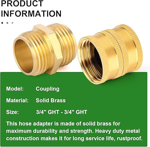 Miniatura 7 de TAISHER 12 paquetes de conectores de manguera GHT de latón hembra y macho de 34 pulgadas, adaptador de manguera giratoria doble hembra, accesorios y