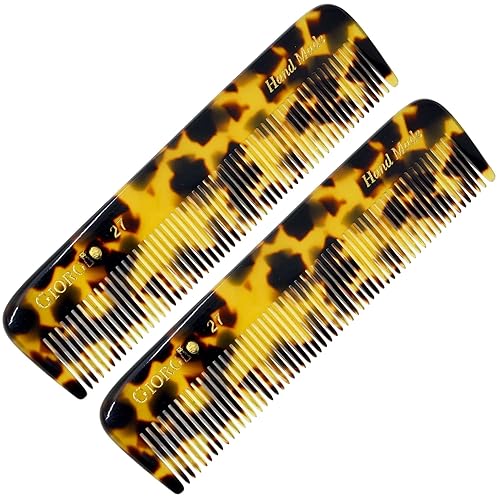 Giorgio G27 - Peine de bolsillo de dientes finos hecho a mano, alisador de peine para el cuidado diario del cabello, bigote y barba para hombres,