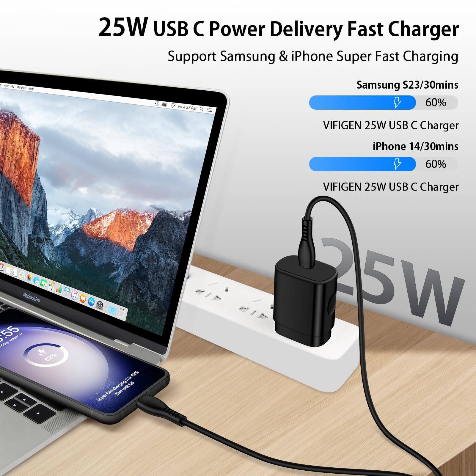 25W Fast Type C Charger for Samsung Galaxy A55 5G A54 A16 5G A15 A14 A06 5G A25 S25 Ultra/S25/S25+ S24 S23 S22 S21 FE S20 Z Fold6 Flip6,Pixel 9 8 7 Pro 7a,USB C Charger Block 6FT C Type Charging Cable