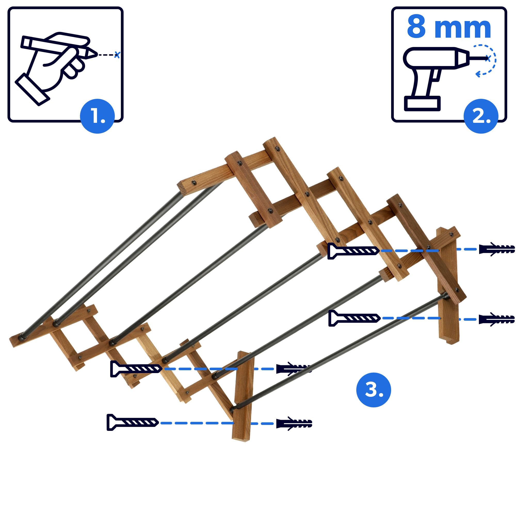KADAX Tendedero Plegable de Pie Extensible, Acordeón (Pared de 63,5 x 85 cm)