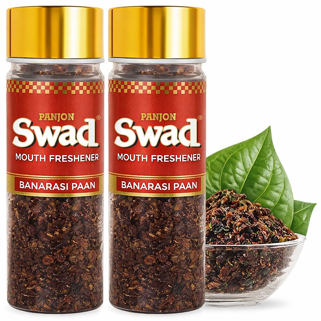 PANJON SWAD Banarasi Paan Mukhwas (2 X 100 Grams) | Meetha Paan Mukhwas | Hygienically Packed Traditional Sweet Pan Pachak | Tasty Mouth Freshener | After-Meal Snack | Banarasi Paan, 200 g (Pack of 2)