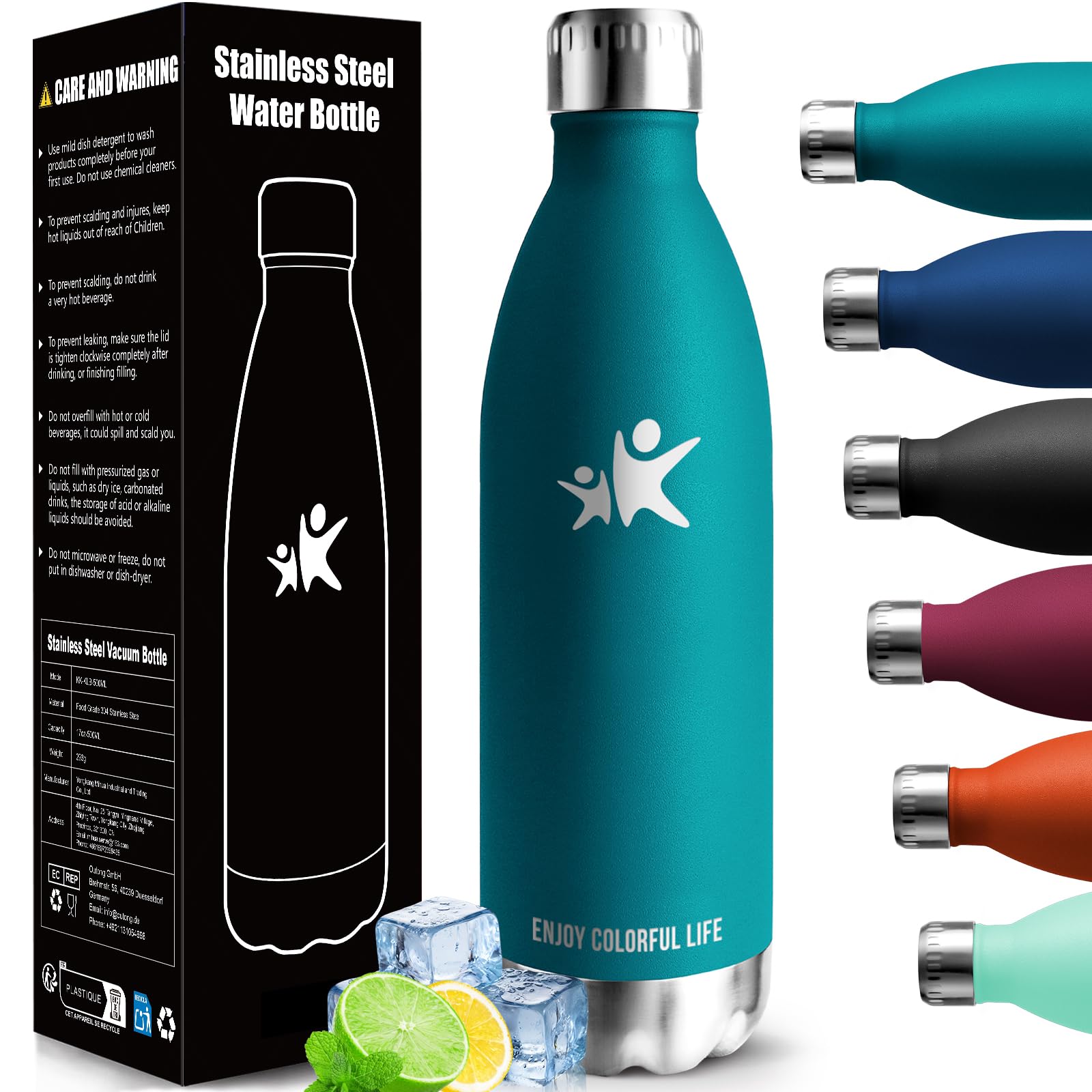HoneyHolly Trinkflasche Edelstahl, Thermosflasche 1000ML, BPA-frei Auslaufsichere Vakuum Isolierte, Wasserflasche, Doppelwandige Thermoskanne für Fahrrad, Reisen, Sport, Yoga, Camping, Fahrrad