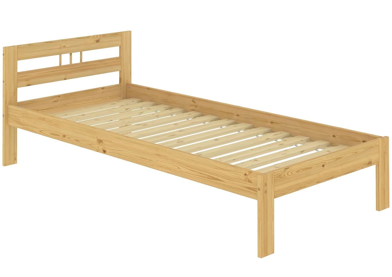 Erst-Holz® Einzelbett Kiefer Natur Massivholz 90×200 Jugendbett Futonbett Rollrost Gästebett 60.64-09
