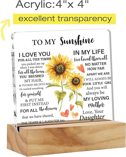 Miniatura 2 de Cartel acrílico con soporte de madera, regalo para mamá, de hija, a mi sol, I Love You Mother