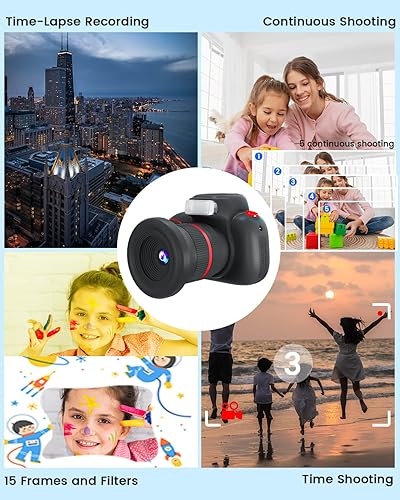 Miniatura 8 de MOREXIMI Cámara para niños, cámara digital para niños de 3 a 8 años, cumpleaños, juguetes para niñas, pantalla IPS de 2.4 pulgadas, videocámara de