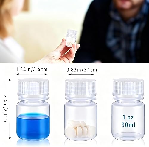 Miniatura 2 de Tatuo 24 botellas de plástico de 1 onza con reactivo de polipropileno de 1 oz y 1.0 fl oz, con tapas de rosca, recipientes de muestra translúcidos