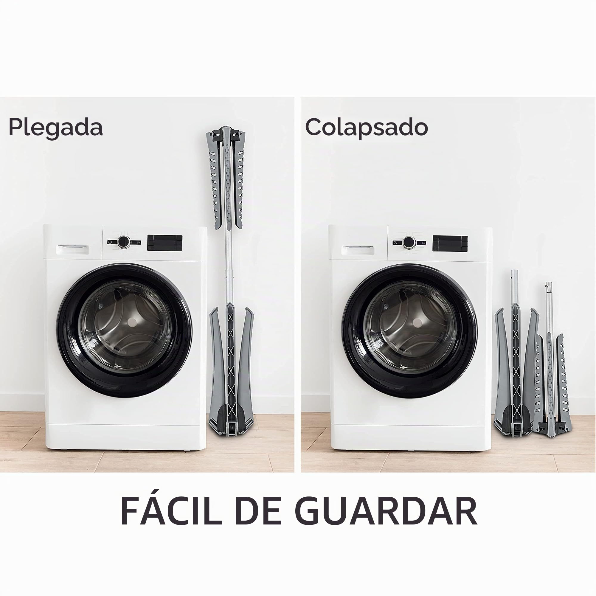 art moon Cedar Tendedero Plegable Resistente, Soporte para Colgar Ropa, Interior y Exterior, Capacidad Máxima 22 kg o 63 Perchas, Fácil Montaje, Gris